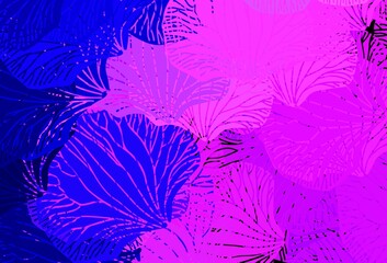 Fototapeta na wymiar Dark Purple, Pink vector natural artwork with leaves.