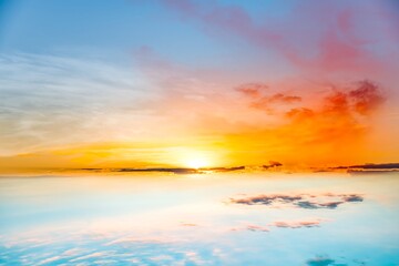 Naklejka na ściany i meble background sky at sunset and dawn . Paradise heaven . Dramatic nature background . Journey of the Soul .