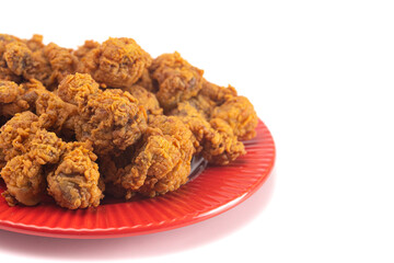 Fried and Crispy Chicken Gizzards on a White Background