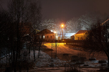 winter evening in russian township