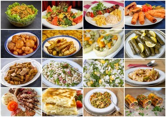 Traditional delicious Turkish foods collage