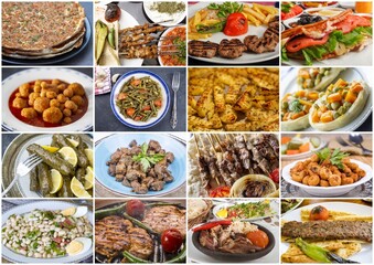 Traditional delicious Turkish foods collage