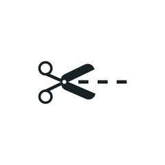 Scissors with cut lines. vector illustration.