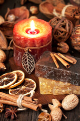 Spa concept with soap and candle