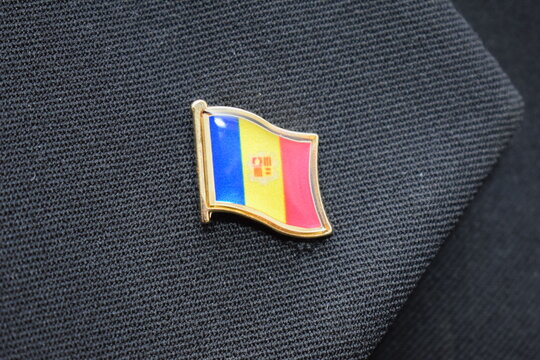 Andorra Flag Lapel Pin On A Suit