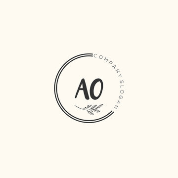 AO Beauty vector initial logo, handwriting logo art design of initial signature, wedding, fashion, jewerly, boutique, floral and botanical with creative template for any company or business.