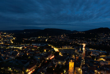 Fototapeta na wymiar Jenas skyline in the night with a longepxosure