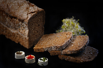 Healthy bread with fresh sprouts and cheese