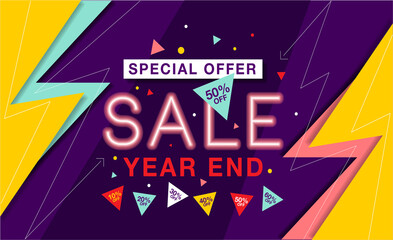 Year End Sale Banner - Vector Flat Design Illustration : Suitable for Business Theme, Shopping Theme, Promotion Theme, Advertising Theme, Infographics and Other Graphic Related Assets. Easy editable.