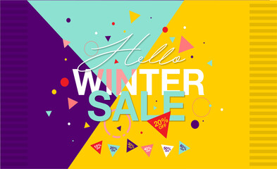 Winter Sale Banner - Vector Flat Design Illustration : Suitable for Business Theme, Shopping Theme, Promotion Theme, Advertising Theme, Infographics and Other Graphic Related Assets. Easy editable.