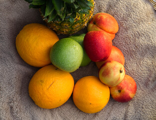 A healthy picnic with fruits at summer with friends