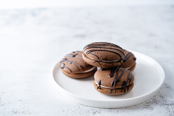Soft chocolate cookies with marshmallow filling