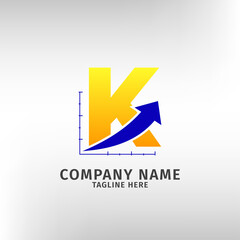 letter K traffic sales icon logo template for marketing company and financial or any other business