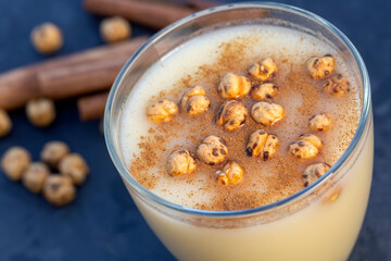 Boza or Bosa, traditional Turkish drink with roasted chickpea