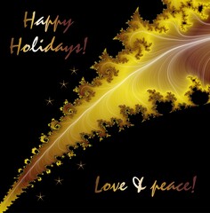 Winter Christmas wishes, design, golden abstract background with rainbow