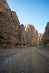 The canyon path is in Yinma Gully.Gansu Province, China.