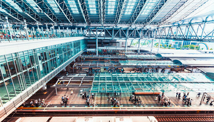 View of trains in Osaka Station Osaka, Japan