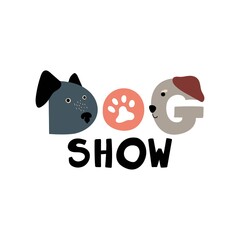 Vector logo for Dog Show. Cute label. Hand drawn lettering font