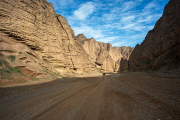 The canyon path is in Yinma Gully.Gansu Province, China.