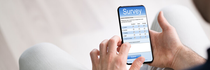 Adult Filling Online Survey Rating Questionnaire