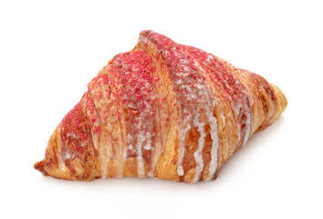 single delicious croissant isolated on white background