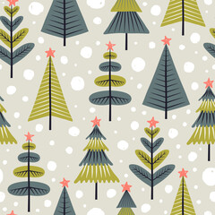 Seamless pattern with Christmas trees. Can be used on packaging paper, fabric, background for different images, etc.