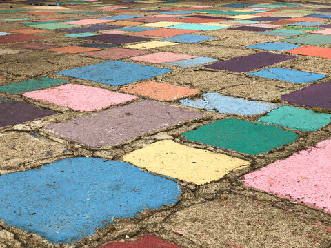 Photo of colorful cobblestone pavage