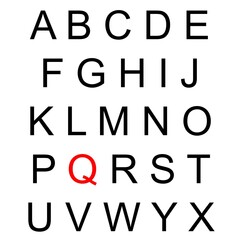 Alphabet with emphasis on the Q
