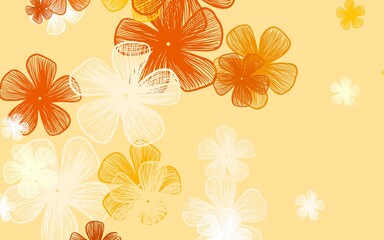 Fototapeta na wymiar Light Orange vector abstract background with flowers.