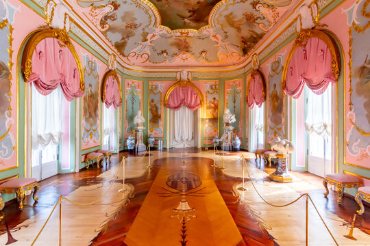 St. Petersburg, Russia - September 2019: Hall of Muses in Chinese Palace in Oranienbaum (Lomonosov)