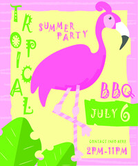 Cute Tropical Luau Party Invitation Design Template