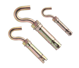 Anchor bolt with hook. Anker with hook for concrete construction. Bulk hardware, steel eye bolt with shield anchor M12, M10, M8, M6