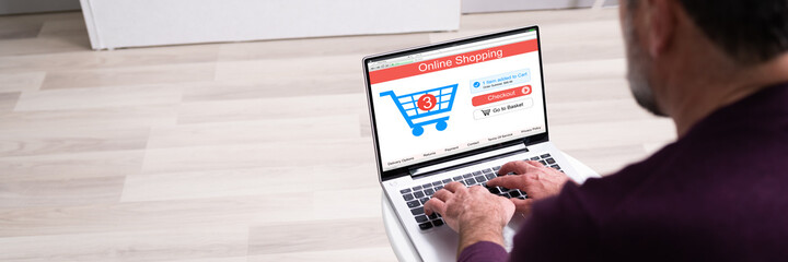 Online Ecommerce Shop On Laptop