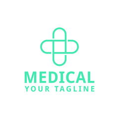 modern pill plus logo design template