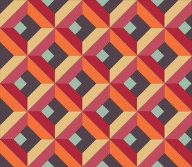 Colorful abstract geometrical pattern for background with rhombuses in warm colors