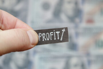 Growth Profit idea. The inscription on the money background.