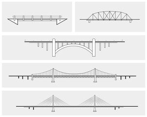 Monochrome bridge icons on light grey background
