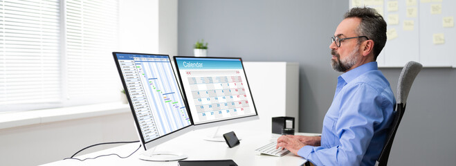 Employee Using Schedule Calendar