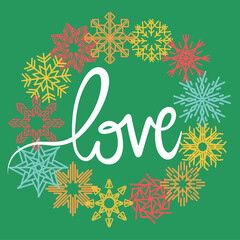 Colorful seasonal card. Winter mood. Snowflake icon. Christmas icon. Vector illustration.