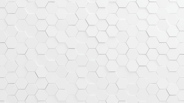 Abstract white hexagons background. 3D render