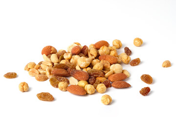 Dried nut mix isolated on white background