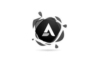 A alphabet letter logo icon. Black and white creative template design with broken splash for business and company