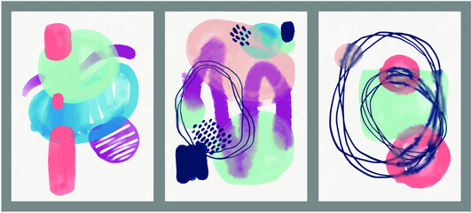 Minimalist hand paint abstract art background with watercolor spot. Brush painting is a textural decoration with an artistic acrylic design of a poster, banner, interior painting, leaflet and packagin