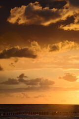 Fototapeta premium Sunset over the sea, Poland, Baltic sea.
