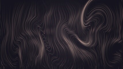 Dark background with wavy and curled lines. Vector hair or wood texture