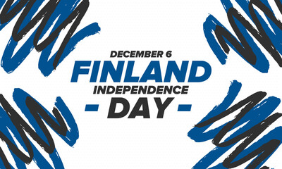 Finland Independence Day. National happy holiday, celebrated annual in December 6. Finland flag. Patriotic elements. Poster, card, banner and background. Vector illustration
