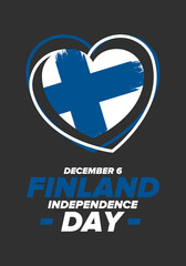 Fototapeta premium Finland Independence Day. National happy holiday, celebrated annual in December 6. Finland flag. Patriotic elements. Poster, card, banner and background. Vector illustration