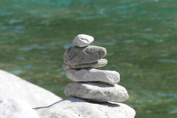 Fototapeta na wymiar zen stones on the water