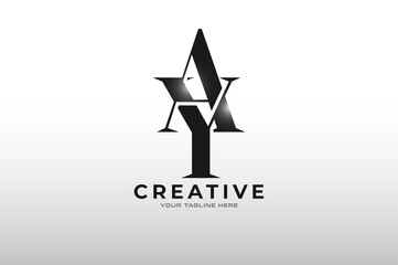 Initial letter A and Y logo isolated on white background, Flat Logo Design Template, vector illustration