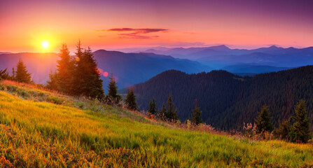 Incredible landscape in the mountains at sunset.